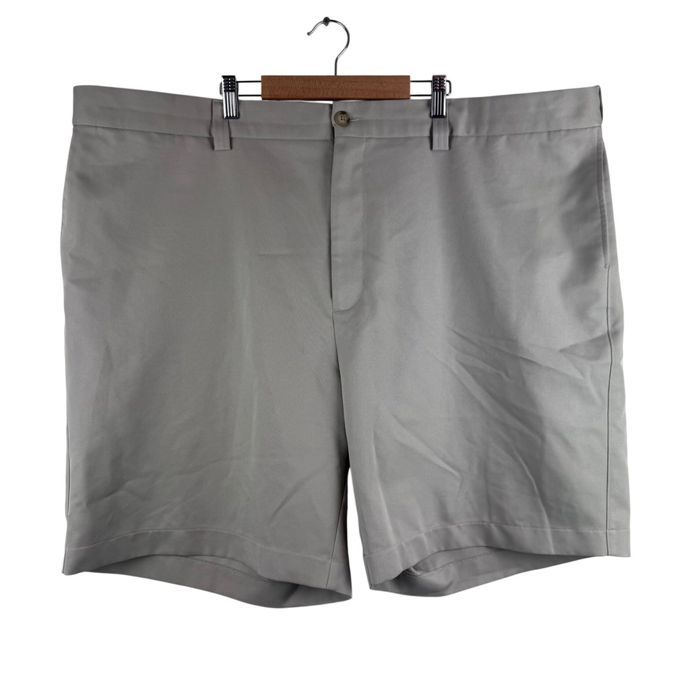 Oak Hill Shorts Mens 50 Khaki Tan Flat Front Twill Casual Golf Big & Tall